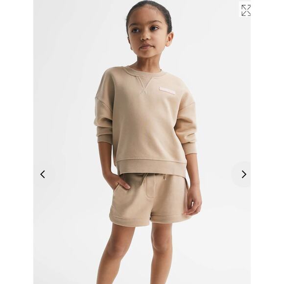 Reiss Nina kids Set Sweatshirt and Shorts camel color sz 4-5 - Picture 3 of 8